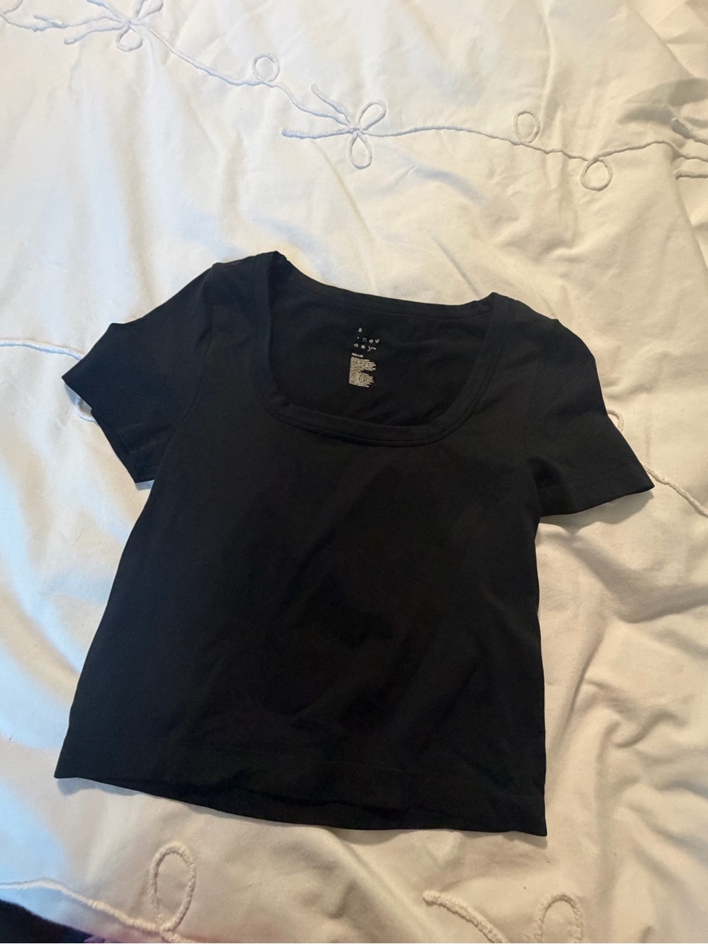 Black Scoop Neck Short Sleeve Top
